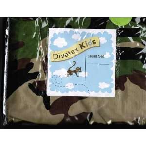  Divatex Kids Twin Sheet Set   Camoflauge in Green, Tan 