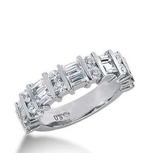 Diamond Wedding Ring 12 Round Stone 0.05 ct 10 Straight Baguette 0.10 
