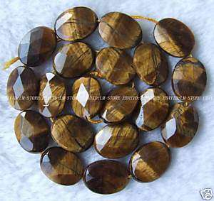 ti50 15x20mm Faceted Oval Tiger Eye Beads 15.5  