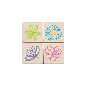   Arts Mounted Rubber Stamp Set Quatros: Posy Petals: Home & Kitchen