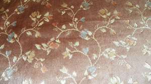 Mauve Flower Print Cut Velvet Upholstery Fabric 1 Yd R633  