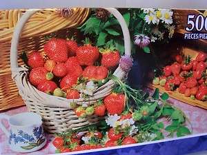 RED RIPE STRAWBERRIES IN BASKET 500 PC JIGSAW PUZZLE 11X18 BRAND NEW 