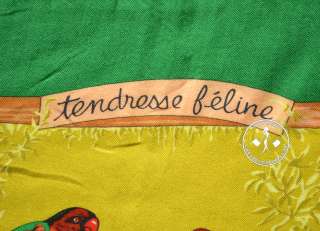 HERMES CASHMERE SILK SHAWL  SOIE TENDERESSE FELINE  #9688  