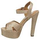   Lexa GOLD Glitter Platform Pumps Heels Shoes Sandals Womens New NIB