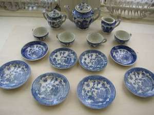   Occupied Japan, 17 pc , Small Size Blue Willow Childs Tea Set  