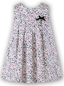 Sarah Louise Infant & Toddler Ivory, Pink, & Gray Pinafore Dress 