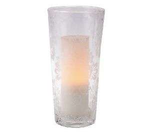  Home Reflections 12 Etched Floral Hurricane & Flameless Candle w 