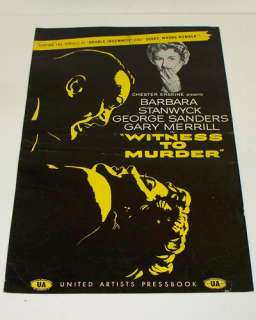 WITNESS TO MURDER 1954 Movie PRESSBOOK Barbara Stanwyck  