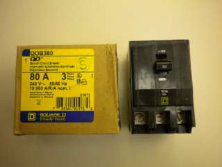 UNUSED SQUARE D QOB380 80A 240V 3P QOB CIRCUIT BREAKER  