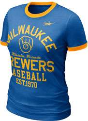 Milwaukee Brewers Womens Nike Cooperstown Ringer T Shirts Milwaukee 