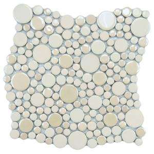 Merola Tile Cosmo Bubble Almond 11 1/4 in. x 12 in. Porcelain Mosaic 