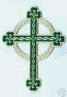 CRUCIFIX CELTIC CROSS W/CELTIC KNOT WORKS IRON ON PATCH  