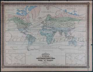   1886 Atlas LARGE Hand Colored Antique WORLD Map, double page  