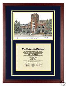 University of Michigan Diploma Frame w/ U of M Artwork  