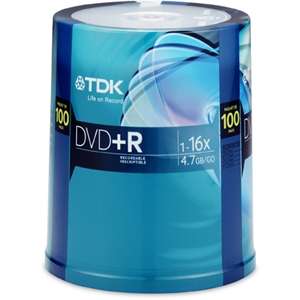 TDK 100 Pack 16X DVD+R in Spindle 
