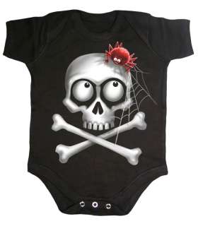 Spiral Squatter Body Baby Strampler Totenkopf Spinne Kleidung XS S M 