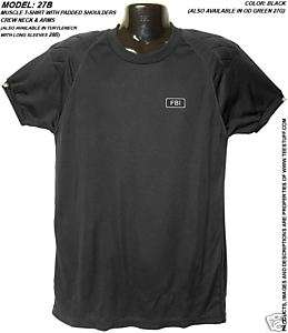 FBI Black T Shirt F.B.I. w/Patch/Badge M Medium 27BM  