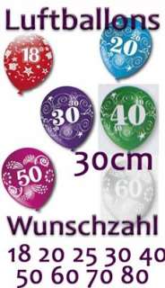 15 Luftballons WUNSCH ZAHL 10 80 Geburtstags Dekoration Überraschungs 