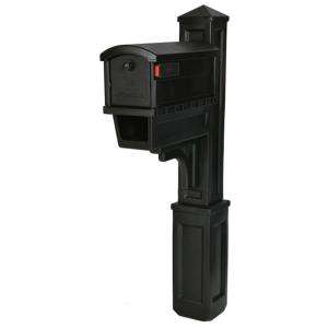 Gibraltar Mailboxes Heritage All in one Mailbox and Post Combo   Black 