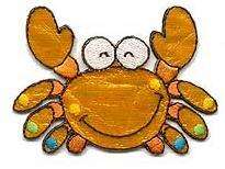 ADORABLE SHIMMERY HAPPY CRAB IRON ON APPLIQUE  