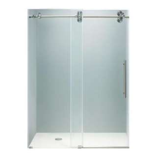   in. Frameless Bypass Shower Door with Stainless Steel and Clear Glass