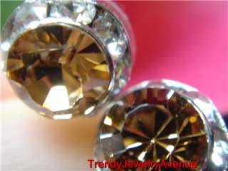 Amber Austrian crystal post Earrings bridal//  