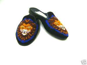 Snapdragon Collection Needlepoint Lion Shoes/Mules NEW  
