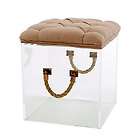 LUCITE CUBE w/ Rope Handles, Bench, STOOL, Table, Acrylic, Tufted 
