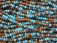 Turquoise Ivory Amber Stone Mix Czech Seed Beads  
