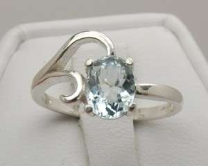 Aquamarine 8x6mm Oval 1.27 ct Ring Size 7   Sterling Silver  