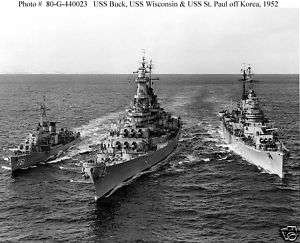 USS WISCONSIN BB64 ST PAUL CA73 BUCK KOREA 52 PHOTO  