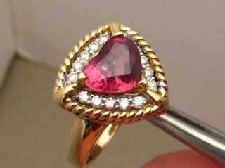 Gorgeous 2.5ct Rose Pink Heart VS Spinel & Diamond Ring 14k Gold 