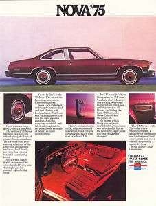 1975 Chevrolet Nova Brochure Coupe/Sedan/Hatchback/SS  