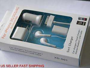 IPOD IPHONE 3 4 WALL CAR CHARGER EAR PHONES USB CABLE  