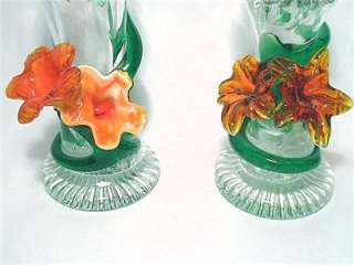 MURANO ITALIAN ART GLASS LILY / FLORAL BUD VASES MINT  