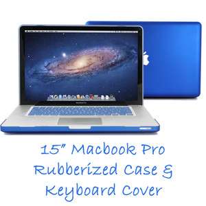 15 Blue Rubberized see through Macbook Pro Case with Blue Keyboard 