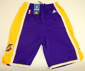   Adidas Los Angeles Lakers Youth 2012 Swingman Road Purple Shorts New