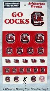 SOUTH CAROLINA GAMECOCKS TEAM STICKETTES STICKERS (MISSING 1)  