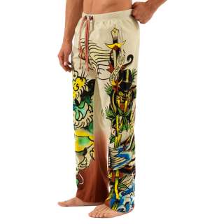 Ed Hardy Mens All Over Fade Jungle Collage Pants   Red  