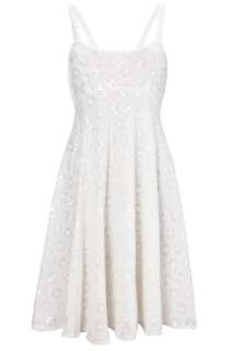 FRENCH CONNECTION WHITE CRYSTAL SEQUIN PARTY DRESS 10  