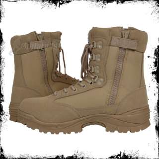 TACTICAL SIDE ZIP SECURITY POLICE COMBAT ARMY MENS BOOTS DESERT KHAKI 