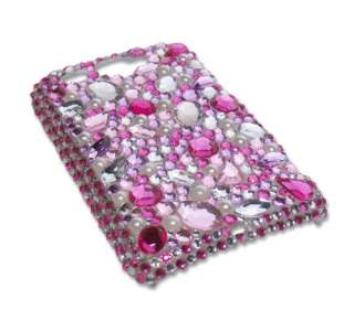 NEW DIAMOND LARGE PINK MULTI GEM CASE FOR HTC WILDFIRE  