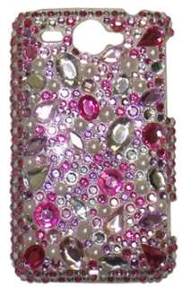 NEW DIAMOND LARGE PINK MULTI GEM CASE FOR HTC WILDFIRE  