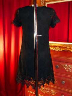   robe noire couture dentelle macramé Pauline T.36 / 46