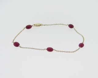 Solid 14k Yellow Gold 3.00cts Natural Red Ruby 7 1/4 Bracelet  