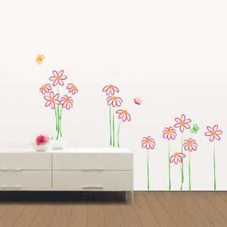 Removable Wallpaper on Wallpaper Wall Decals Stickers Art Vinyl Removable Flower Butterfly