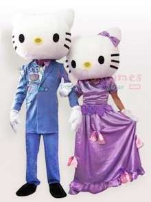 Hello Kitty Couple in Wedding Gown Adult Mascot Costume