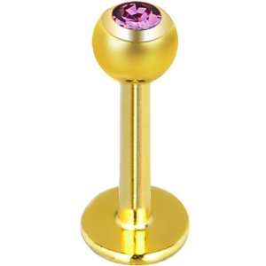  14 Gauge 3/8 Purple Gem Gold Plated Labret Monroe Jewelry
