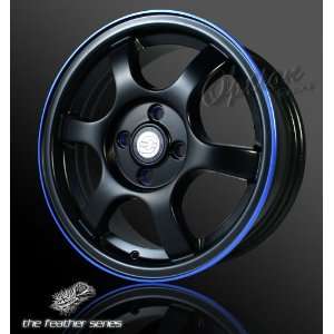   Wheel Black W/ Blue Lip JDM Style Rim 15 Inch 5x114.3 +40 Set Of 4
