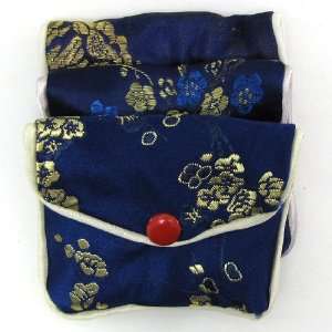  5 2.25x3 silk jewelry pouch coin gift bag dark blue